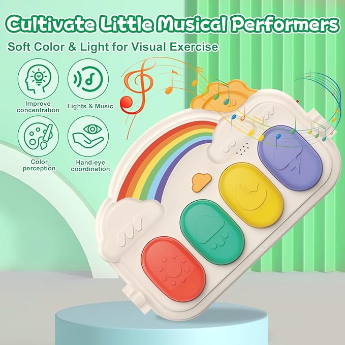 Baby Gym & Play Mat, Tummy Time & Activity Mat Toys, Infant to Toddler Play Piano Mat, 0-12 Months (Green)