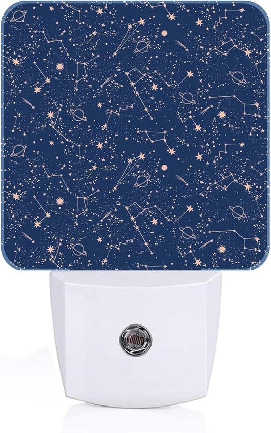 Star Map Night Light,Plug Into Wall for Boys Girls Bedroom Decorative Square Night Light Lamp 0.5w Sleep Friendly