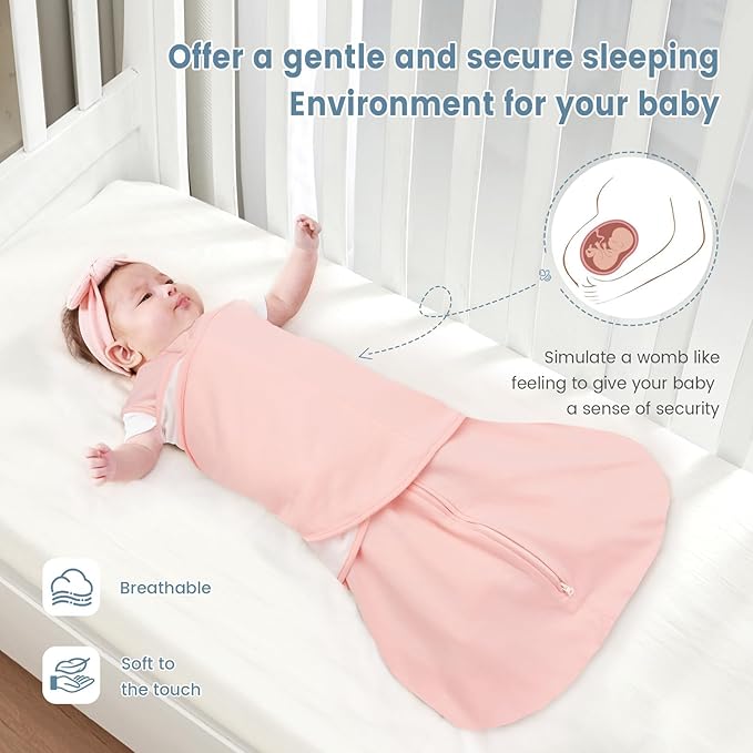 ZIGJOY Sleep Sack Swaddle 1.0 Tog Baby Wearable Blanket 100% Cotton Baby Swaddle Blanket for Newborns 0-6 Months Ocean&Pink