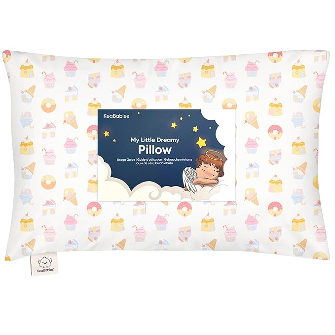 Toddler Pillow with Pillowcase - 13x18 My Little Dreamy Kids Travel Bed Pillows for Sleeping, Organic Cotton Small Pillowcase, Soft & Breathable, Machine Washable, Toddlers 2-5 Years Old (Sweetopia)