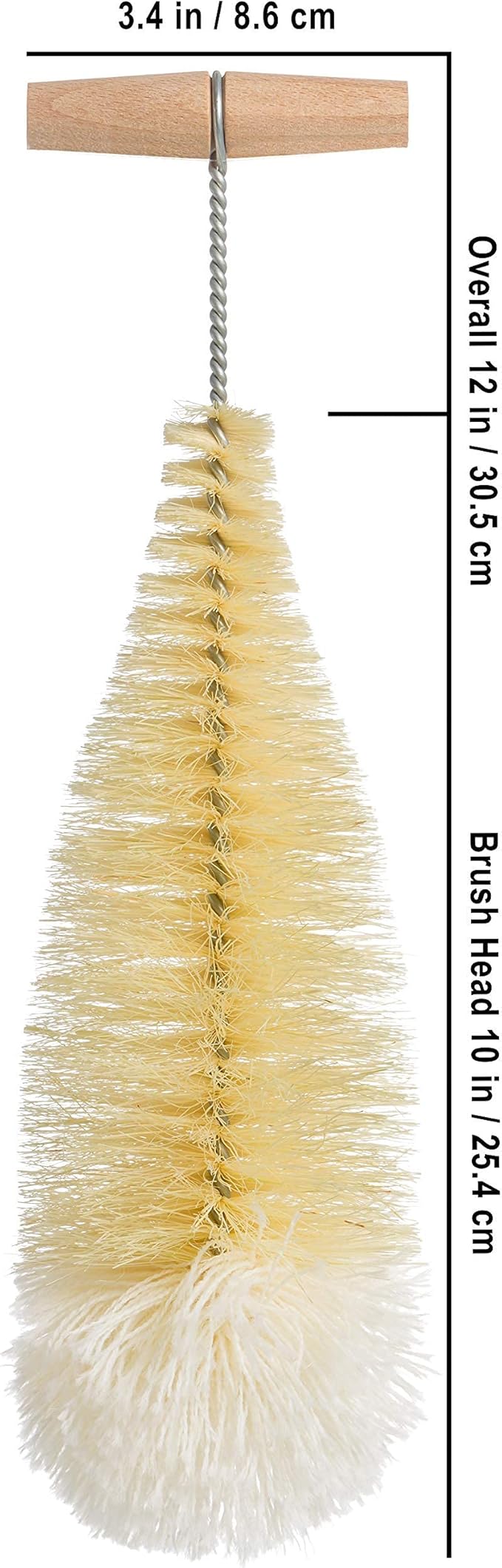 Redecker Tampico Fiber and Wool Soda Stream Bottle Brush with Beechwood Handle, Unique Teardrop Shape Easily Cleans Bottles, Jars and Specialty Glassware, 12-inches, Made in Germany