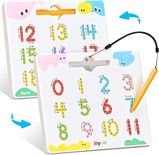 JoyCat Double-Sided Magnetic Number Tracing Board - 2-in-1 Numbers 1-20 Writing Toys for Toddlers & Kids, Preschool Math Manipulatives, Kindergarten Educational Learning Gifts for 3-5 Year Olds