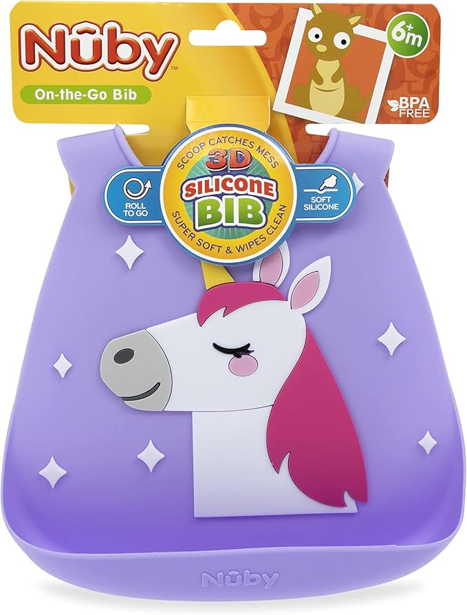 Nuby On The Go Silicone 3D Bib with Scoop to Catch Mess