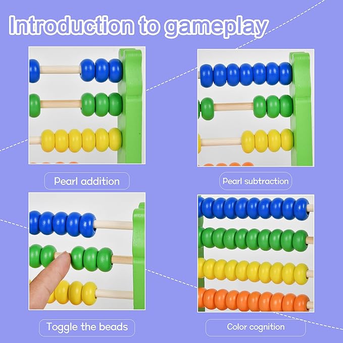 WNWLwooden Abacus Frame Learning Tool Growth Toy Beads Educational Counting Toy Abacus Math Thinking Abacus Counting Toy,for Preschool Learning, Learning Mathematics Abacus (Green Abacus)