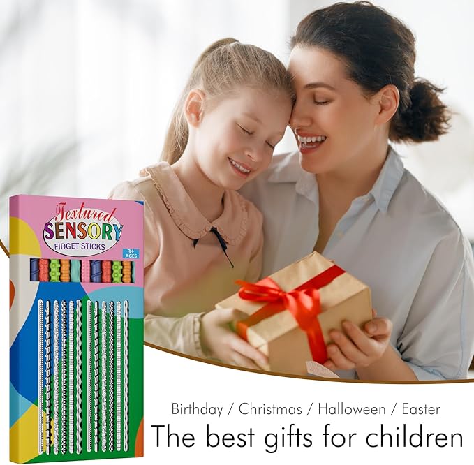 Sensory Fidget Toys for Kids Adults,12PCS Flexible Fidget Sticks for Stress Anxiety Autistic ADHD, Calm Down Travel Airplane Essentials Toys, Stuffers for Teens Kids