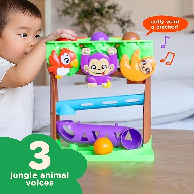 Move2Play, Hungry Jungle Animals, Interactive Toy for 1+ Year Olds, 6 to 12 Months, Baby Toy, 1 Year Old Birthday Gift for Girls, 9-12 Months, 6 7 8 9 10 12+ Months