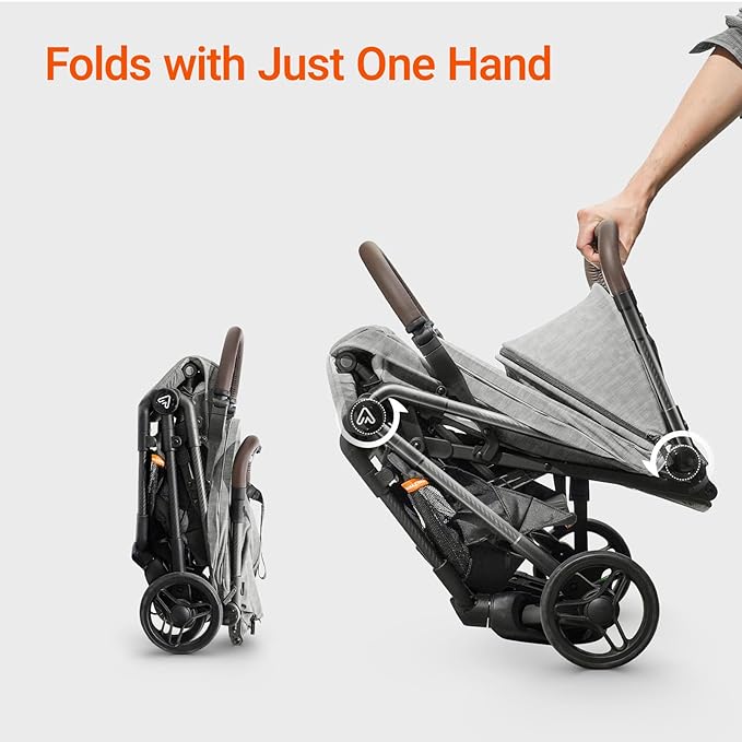 MAMAZING Lightweight Baby Travel Stroller with Carbon Fiber Frame, Compact & Airplane-Friendly, One-Handed Folding Design, 11.6 lbs, Perfect for Toddlers, Grey