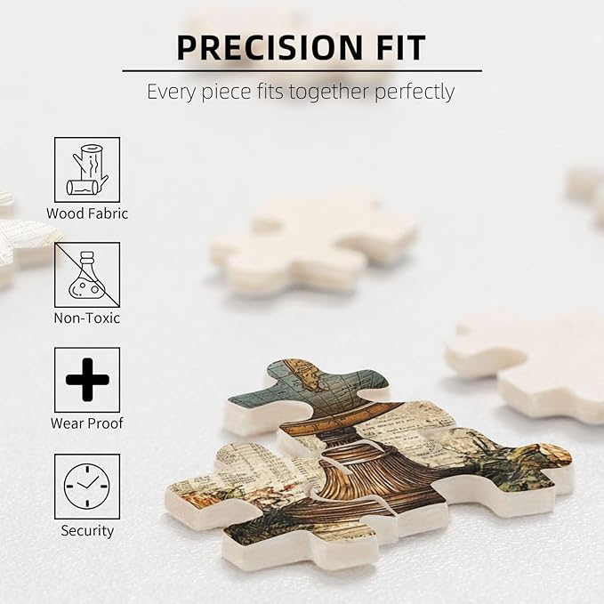 Classic Globe with Detailed World Map and Vintage Documentation, Beautifully Complemented by Decorative Roses，500 Piece Adults Wooden Jigsaw Puzzle，Ideal for Relaxation and Family Fun