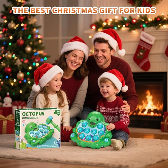 Interactive Whack a Mole Game Toys for Ages 2-4, Educational Learning Toddlers Toys for 2 3 4 5 6 Year Old Boys Girls, Green, Digital Display, Silent Mode, Multiple Difficulty Levels