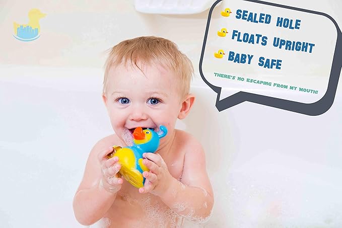 3" Pink Ribbon Rubber Duck [Sealed Hole, Floats Upright] - Baby Safe Bathtub Bathing Toy