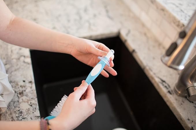 Dr. Brown's Reusable Sponge Baby Bottle Cleaning Brush with Suction Cup Stand, Scrubber and Nipple Cleaner, Assorted Color 12-Pack