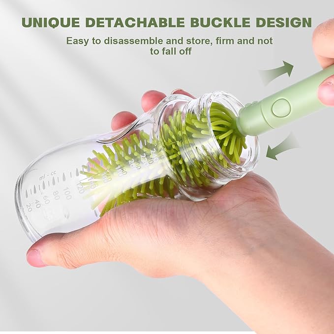 Baby Bottle Cleaner Brush Set Bottle Cleaner Brush Set Portable Bottle Cleaning Kit Set Silicone Brush, Nipple Brush, Straw Brush, Dispense Detergent Dispenser, Drying Rack - 6 in 1