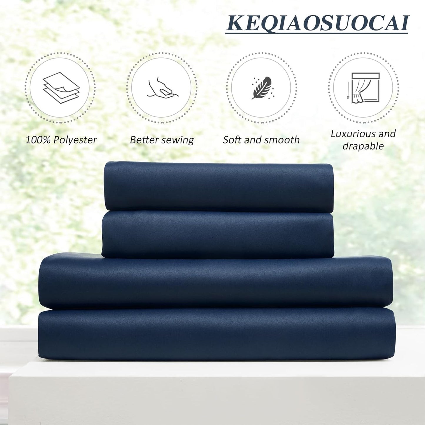 KEQIAOSUOCAI Navy Blue Blackout Curtains 94 Inch Long 2 Panels Set, Room Darkening Blackout RV Curtain for Playroom Bedroom Soft Microfiber Silk Viral Window Drapes with Hooks, Dark Indigo 40x94
