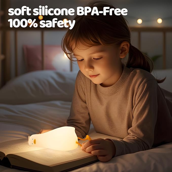 Lying Cute Duck Lamp Night Light for Kids,Cute Room Decor Silicone Duck Lamp for Baby,Night Lights for Baby Nursery,3-Colors USB Rechargeable Gift for Kids Boys and Girls Bedroom Decor