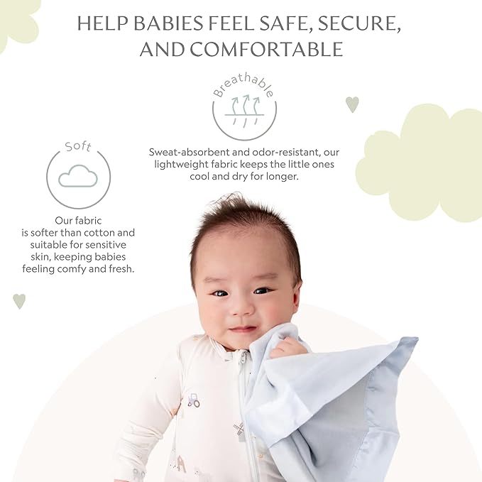 Ultra-Soft Lovey Security Blanket - Baby Essentials, Newborn Essentials, Ultra-Soft Fleece Baby Blanket with Satin Trim – 16" x 16" - Blue