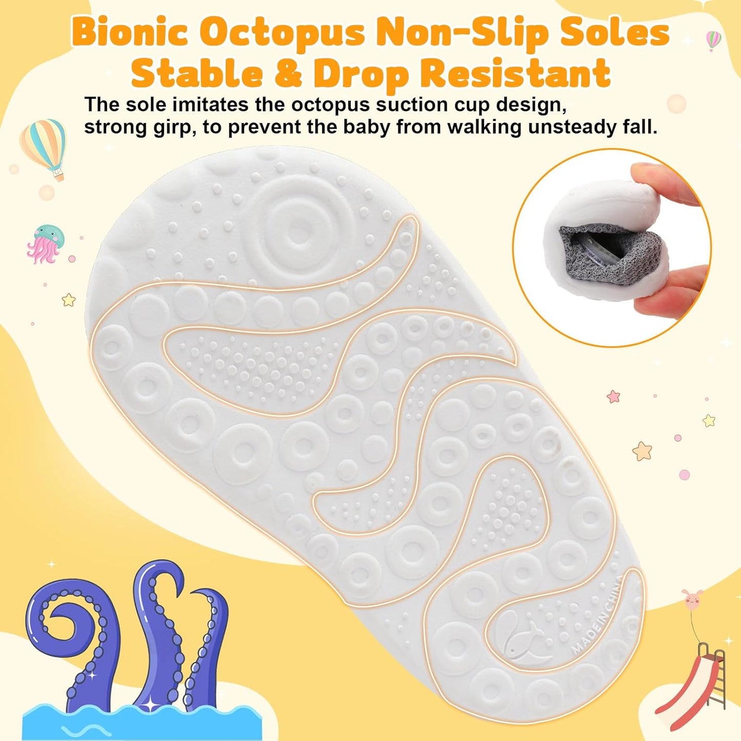 FEETCITY Baby First Walking Shoes Wide Baby Shoes Infant Sneakers Newborn Crib Shoe Barefoot Lightweight Slip On Shoe