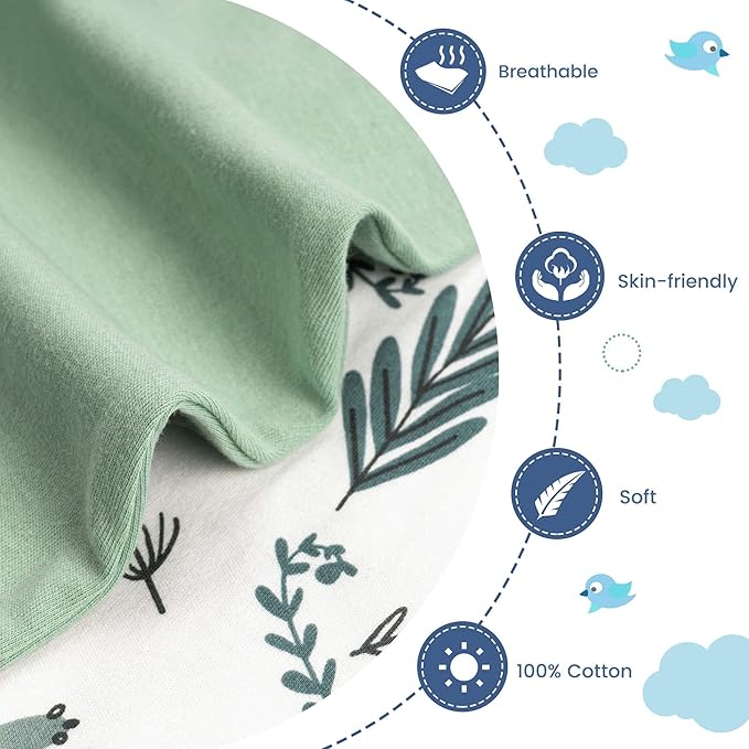 ZIGJOY Shark-Fin Transition Swaddle - 1.0 Tog Baby Sleep Sack Soft Cotton Transitional Swaddle Baby Wearable Blanket