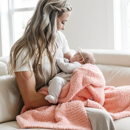 SARANONI Bamboni Luxury Baby Blanket | Cozy & Soft Plush Receiving Blankets | Perfect for Girls & Infant Baby Boy Blankets | Peach - 30” x 40"