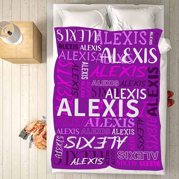 M YESCUSTOM Custom Name Blankets for Boys Girls, Personalized Baby Blankets for Kids Adult Toddler Customized Soft Throw Blanket Birthday Christmas Valentines Day Purple