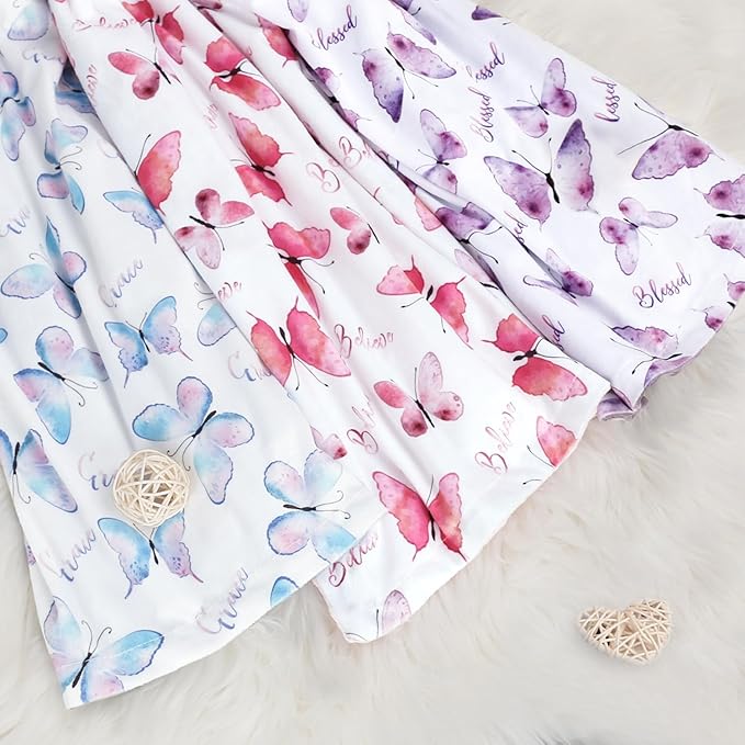BORITAR Baby Blanket for Girls Soft Plush Minky Fabric, Double Layer Dotted Backing with Elegant Purple Butterfly Printed Blessed Blanket Gift for Toddler Newborn Infant 30 x 40 Inch(75x100cm)