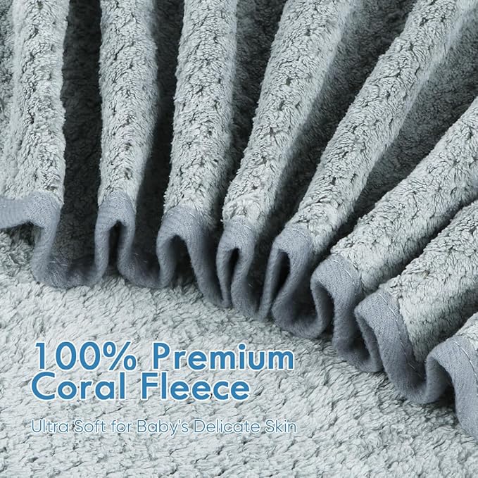 Orighty Baby Hooded Towel with Five Washcloths, 28 x 28 Inch Super Soft Bath Towel with Hood for Babies, Infant, Newborn Essential - Ideal Baby Stuff Registry for Boys and Girls (Grey)