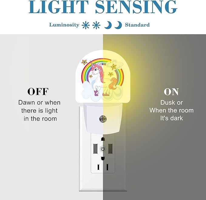 Cartoon Cute Rainbow Horse Night Light for Kids, LED Night Light Plug into Wall with Dusk to Dawn Sensor for Girls Boys Women Men Room Decor, Hallway, Kitchen, Bathroom, Nursery, Stairs