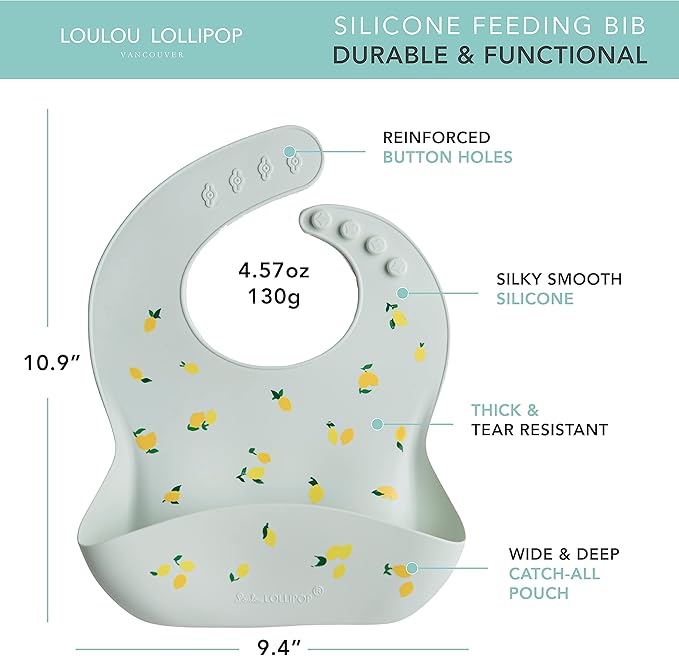 Loulou Lollipop Soft, Waterproof Silicone Feeding Bib for Babies and Toddlers