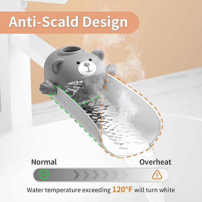 Skyroku Faucet Extender for Toddlers, Sink Extenders with Temperature Sensitive for Kids Hand Washing Sink Faucet Extension,Suitable for Bathroom Sink, Kitchen,Bathtub (Grey)