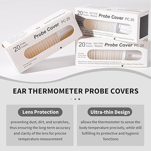 300 Counts Thermometer Ear Covers, Ear Thermometer Probe Covers, Lens Filters/Refill Caps for All Braun Ear Themometer Models, BPA Free Digital Disposable Ear Thermometer Covers