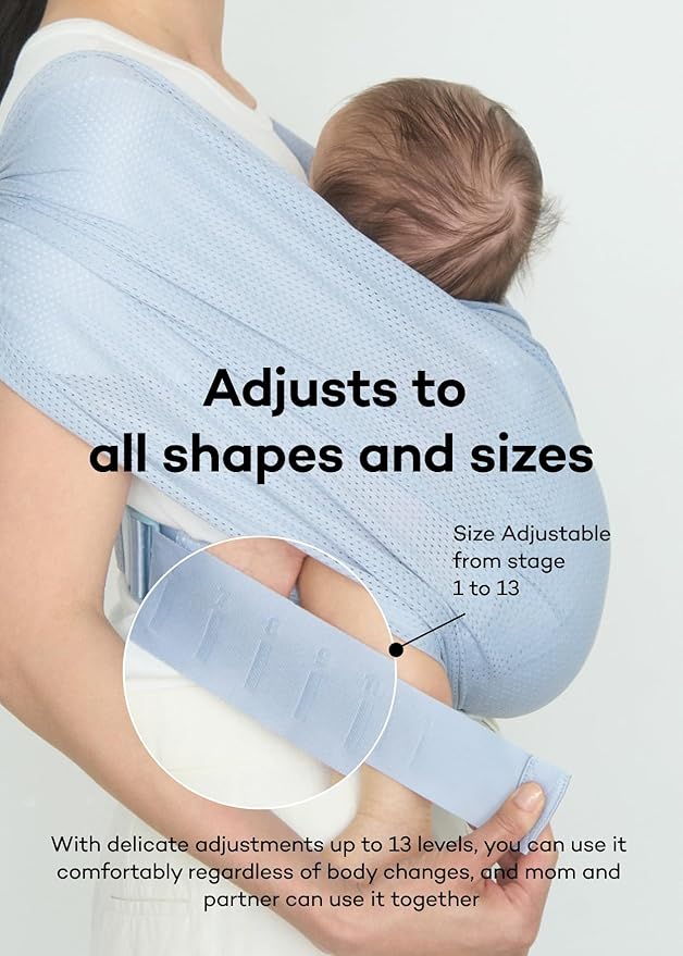 Konny New and Improved Baby Carrier Flex SoftBreeze Premium Material - Adjustable, Easy to Wear and Wrap Baby Sling, Perfect for Newborn Babies Essentials up to 44 lbs(XS-L) - Beige