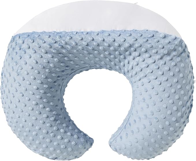 Nursing Pillow and Positioner Breastfeeding and Bottle Feeding, Propping Baby, Tummy Time, Sitting Support for Baby Boy Baby Girl, with Removable Dots Cover (Blue)