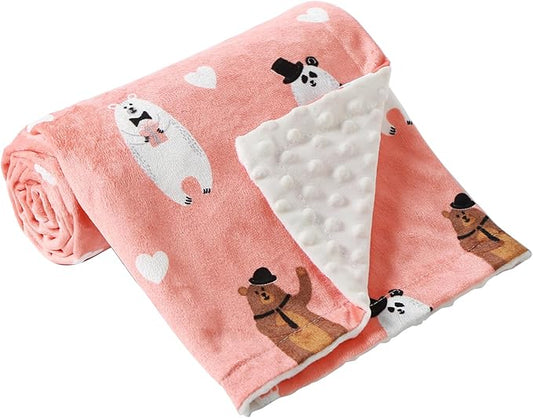 iEvolve Baby Nursery Bed Blankets Ultra Soft Double Layer Mini Blanket Minky Blanket Receiving Blankets Shower Gifts(Bear,45 * 60in)