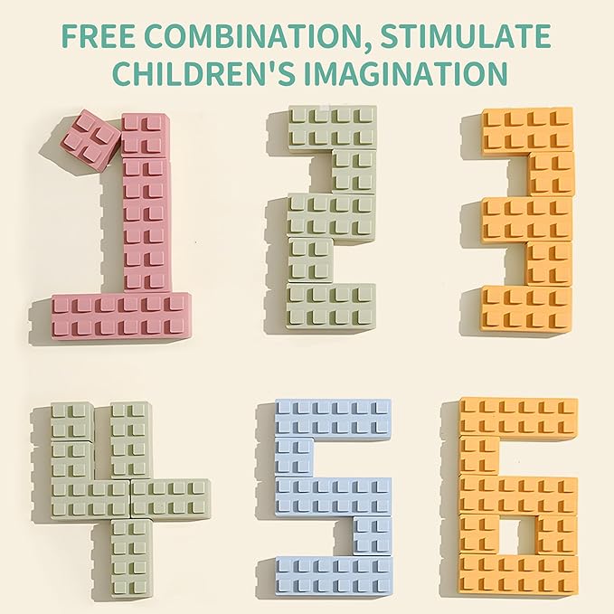 Silicone Blocks Soft Building Blocks, Montessori Educational Toy Soft Baby Blocks for Teething Gifts, Large Sensory Stacking Toys for Preschool Learning Creative Play, 20PCS
