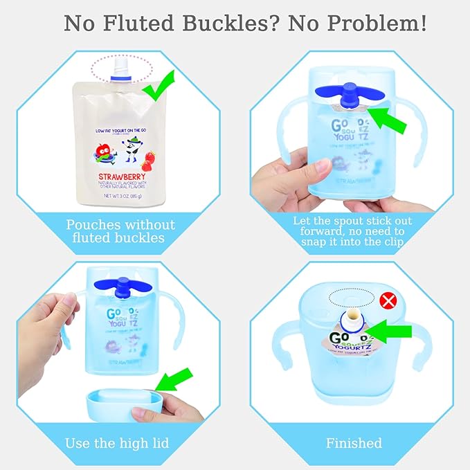 MOMUSE Dual-Lid Squeeze Pouch Holder for Food Pouches & Drink Boxes, Baby Pouch Holder with Larger Capacity, Versatile Design for Self-Feeding, Anti-Squeeze Pouch Holder No Spill No Mess, Lightweight