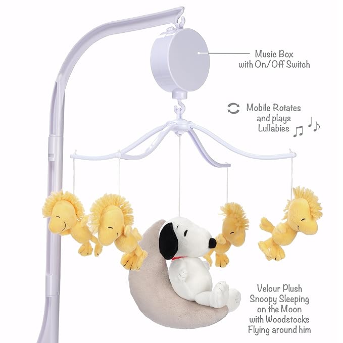 Bedtime Originals Snoopy Love Musical Baby Crib Mobile Soother Toy