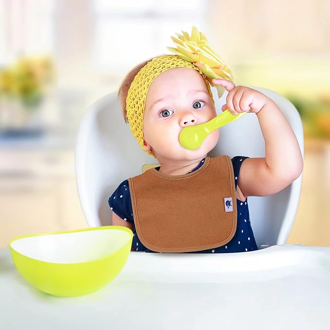 SPINFOX Waterproof Baby Bibs for Girls, Boy, Unisex Drool Bib Cotton Solid Knit Infant Feeding Bibs