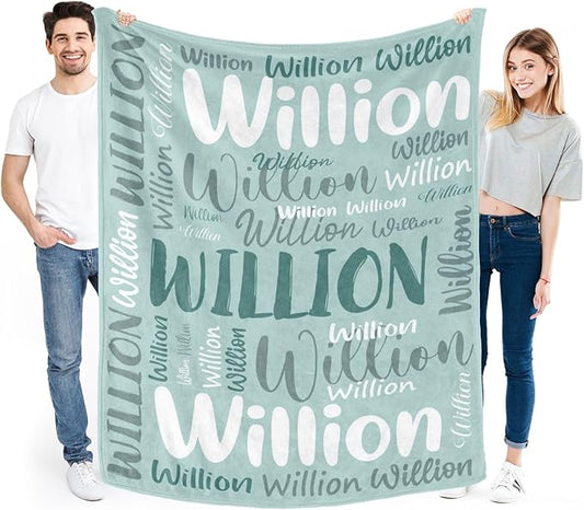 Personalized Custom Baby Blanket with Name for Girls Boys Kids Customized Flannel Blanket for Bed Nursery Room Baby Stroller