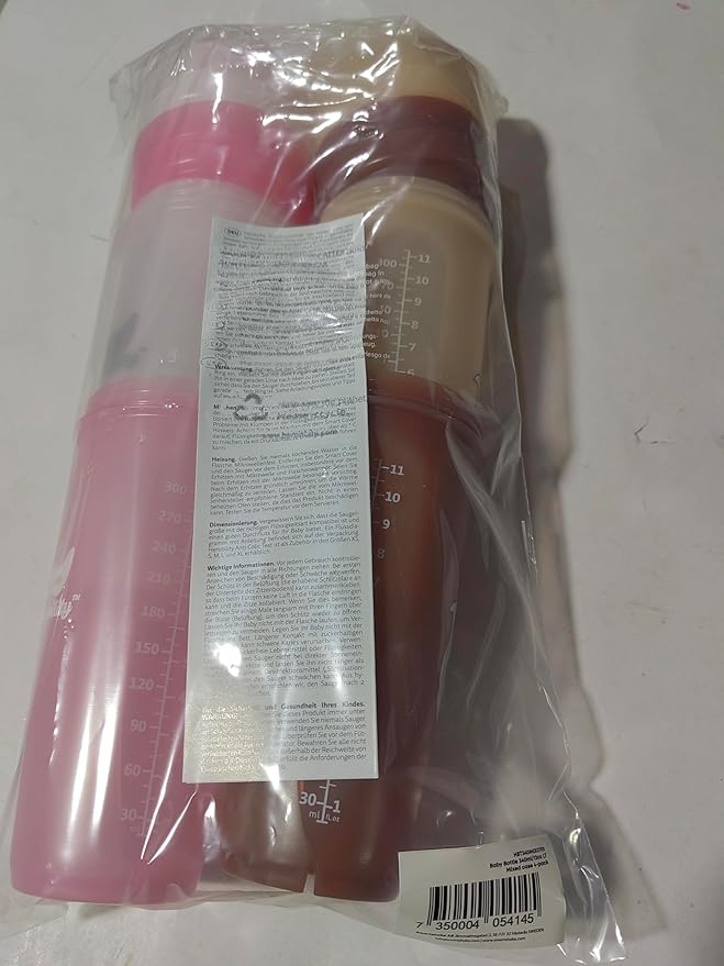 Herobility Double Anti-Colic Baby Bottles – 12 fl oz/340ml – 4-Pack – Multicolor – Sand, Woodchuck, Pink, White