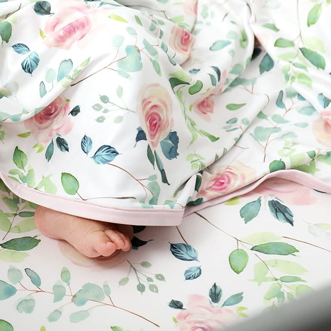 GRSSDER Baby Blankets Super Soft Jersey Knit Swaddle Blanket 2 Pack for Baby Girls and Boys, Double Layer Receiving Blankets 34 x 44 Inches Extra Large for Baby Show Gift, Orange & Pink Rose