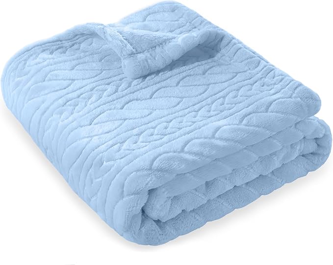 BORITAR 3D Fleece Baby Blanket for Girls Boys Fluffy Fuzzy Flannel Soft Warm Plush Cozy Bed Blanket for Toddlers Infant Newborn and Home Decor (30x40 inch, Baby Blue)