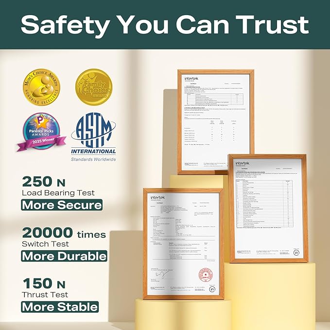 Cumbor 29.7-40.6" Baby Gate for Stairs, Mom's Choice Awards Winner-Dog Gate for Doorways, Pressure Mounted Auto-Close Pet Gates for Dogs Indoor, Safety Child Gate with Easy Walk Thru Door, Brown