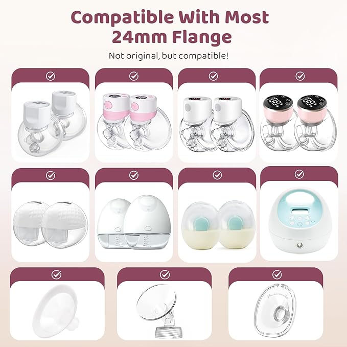 Flange Sizing Kit 3 in 1 with 10PCS Flange Inserts 13/15/17/19/21mm, Silicone Flanges Insert Kit for 24mm Flange/Shield, Pumping Essentials Kit for Moms
