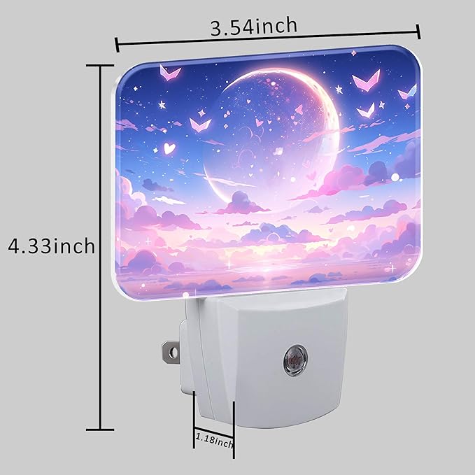 Pink Dream Starry Sky Night Light, Pink Moon Nightlight Plug into Wall with Dusk to Dawn Sensor for Kid Girls Boys Women Men Bedroom, Hallway, Kitchen, Bathroom, Stairs Decor