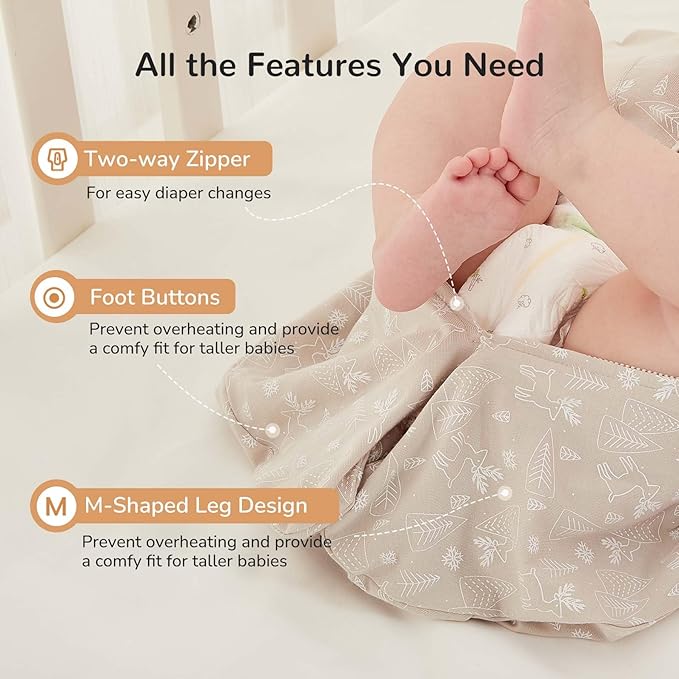 KIDIRA Swaddle for Newborns, Baby Swaddles 0-3 Months 5-13lb, Arms Up Swaddle 0-3 Months Newborn with Moisture-Wicking Fabric, Promotes Healthy Hip Development, 2-Way Zipper, 1Pack (Jungle and Deer)