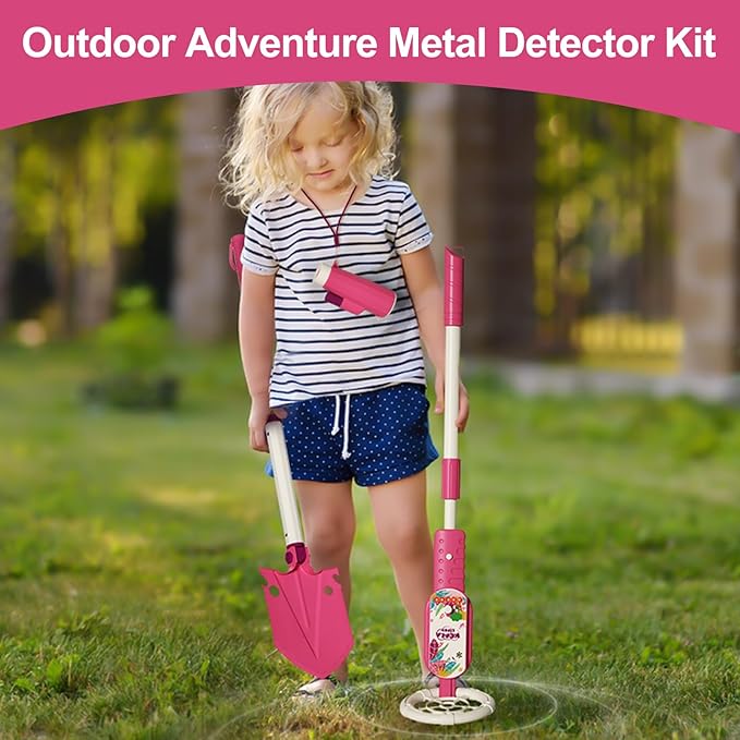 Outdoor Adventure Metal Detector for Kids Toys Set,Outdoor Beach Toys for Kid, with Shovel,Compass, etc.Kids Metal Detector Gift Toys for Ages 3+