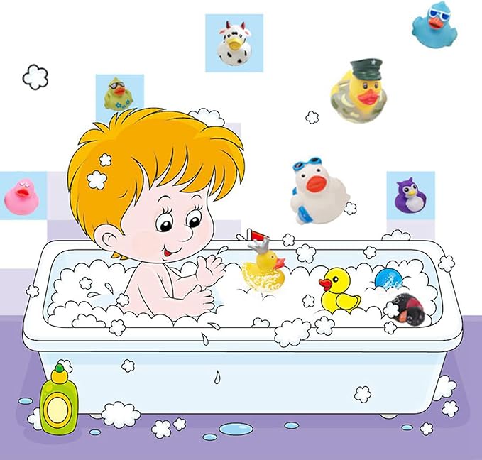 XY-WQ Rubber Duck 50 Pack for Jeeps Bath Toy Assortment - 2.3 Inch Bulk Floater Duck for Kids - Baby Showers Accessories - Party Favors, Birthdays, Bath Time, and More (50 Varieties)