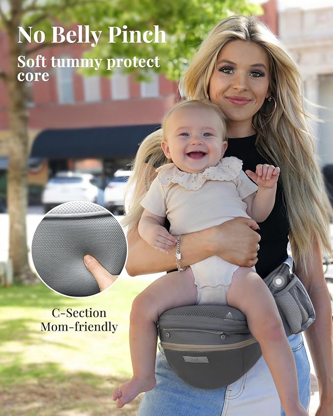 MOMTORY StowNGO Pro Baby Carrier, Safety-Certified 6-in-1 Baby Carrier Newborn to Toddler, Detachable Baby Holder Carrier with Hip Seat, Ergonomic Cozy Baby Front and Back Carrier for 7-50lbs