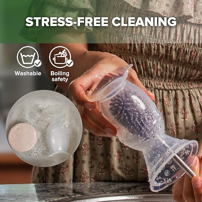 Haakaa Manual Breast Pump with Base 4 Fl Oz/100ml+Lid (Blush), Gen.2