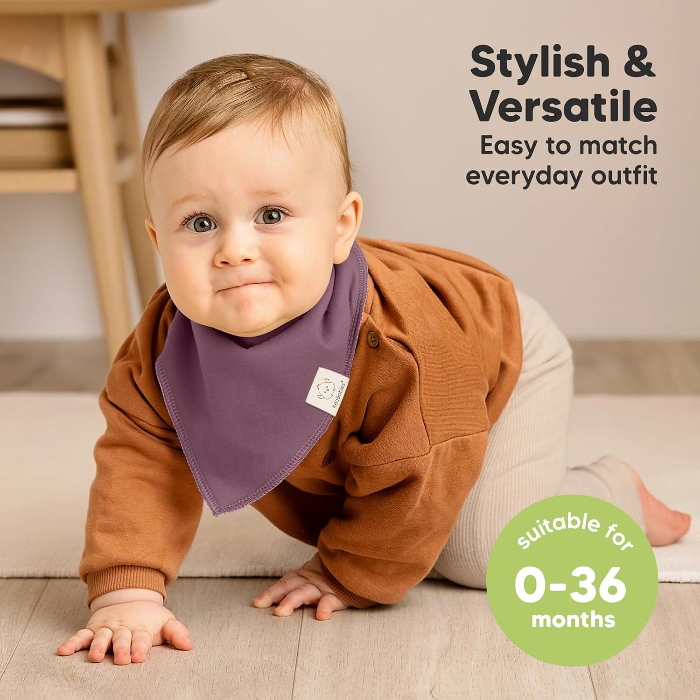 8-Pack Organic Baby Bandana Bibs for Girls - Super Absorbent Triangle Baby Bibs for Drooling and Teething Infant, 100% Cotton Extra Soft for Newborn, Infant 0-36 Months (Lilac)