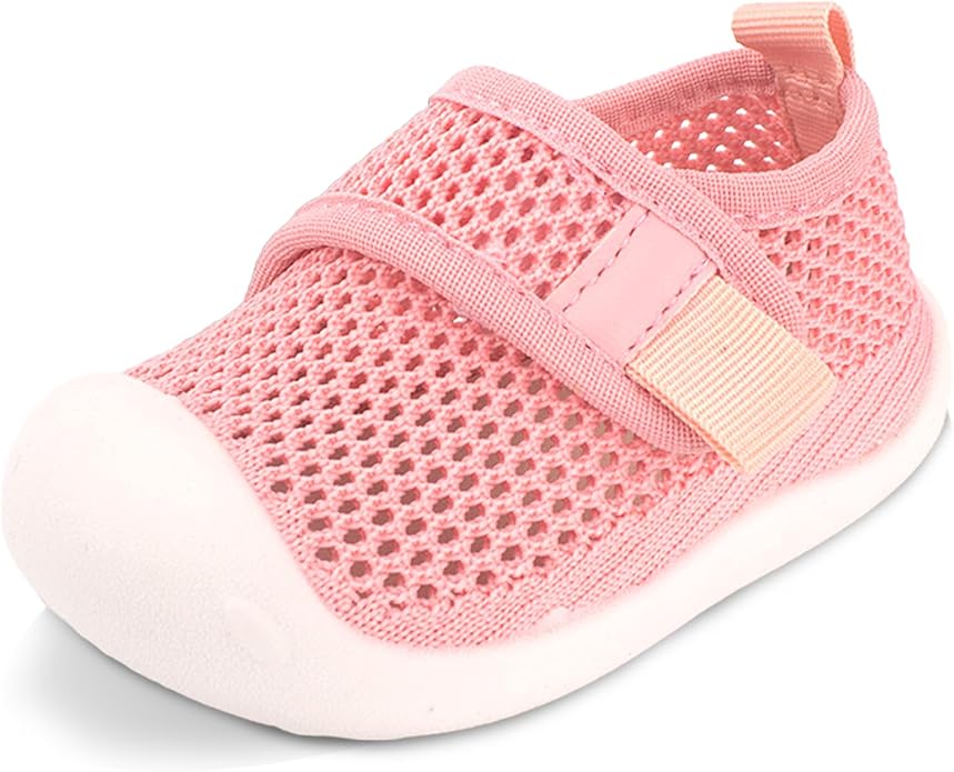Baby First-Walking Shoes 1-4 Years Kid Shoes Trainers Toddler Infant Boys Girls Soft Sole Non Slip Cotton Canvas Mesh Breathable Lightweight TPR Material Slip-on Sneakers Outdoor